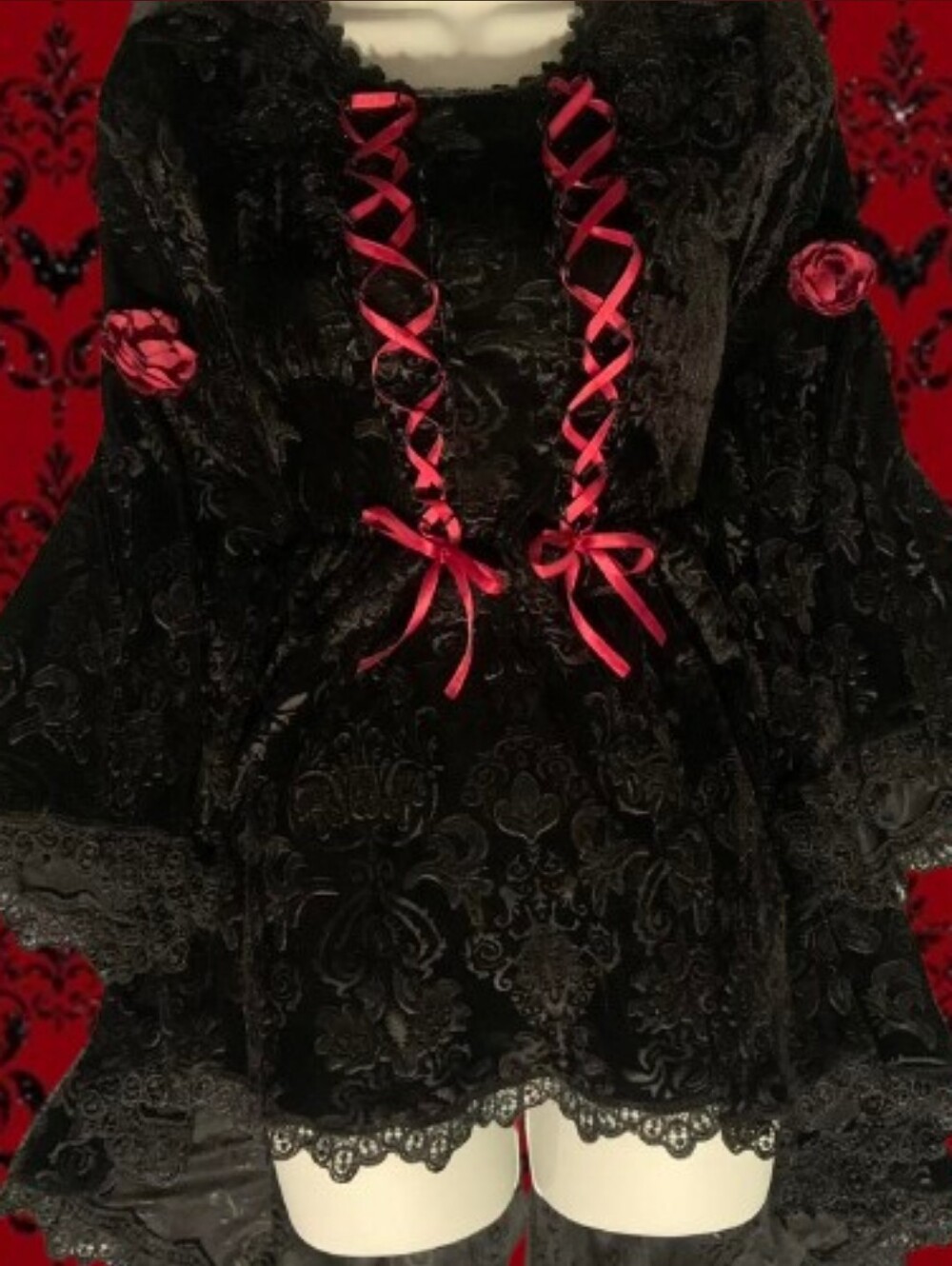 Gothic Vampire Black Velvet Mini Dress